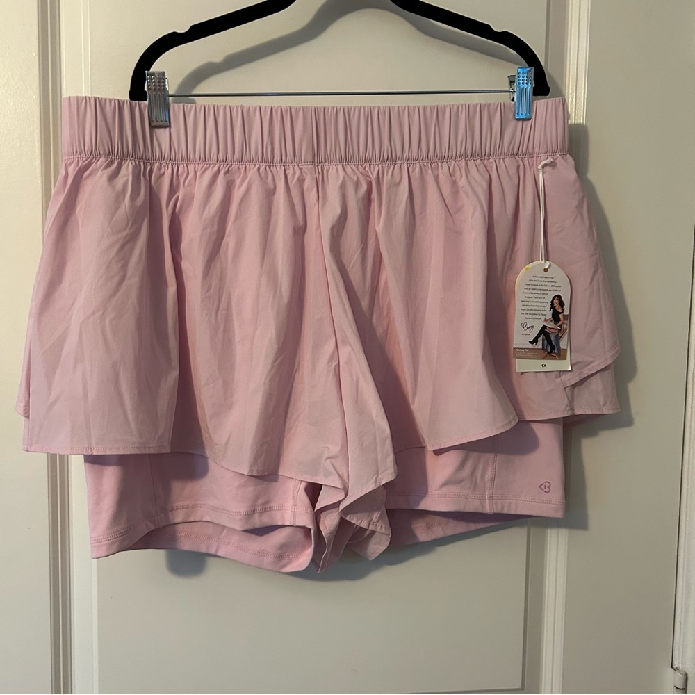 Blogilates Popflex Target Plus Size Pink Ruffle Short 1X - Picture 2 of 12